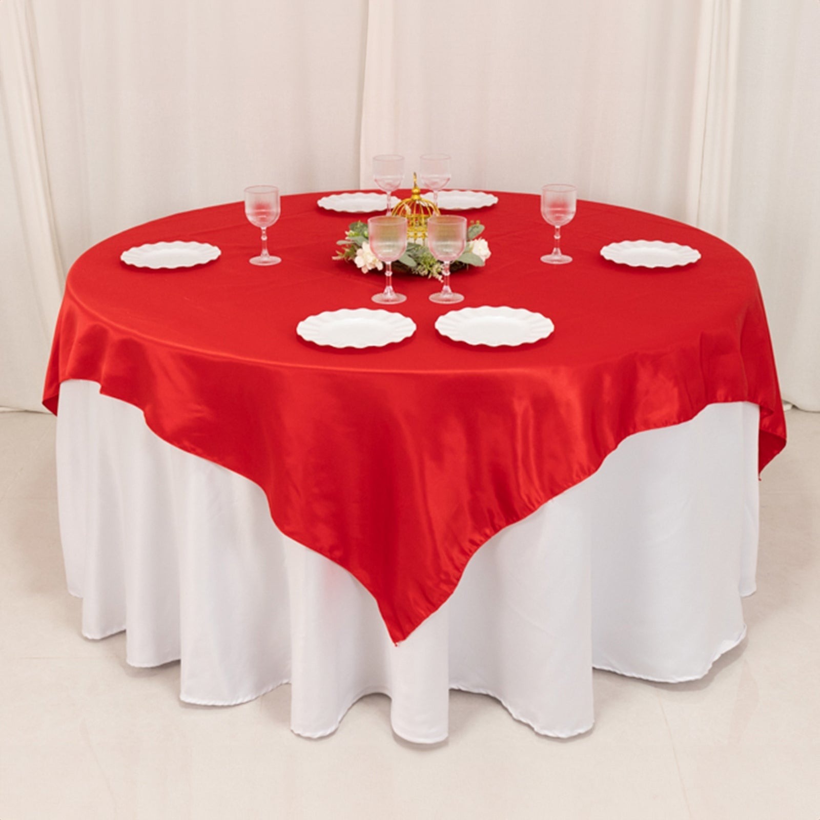 72" Square SATIN Table Overlay Smooth Finish Wedding Table Linens Decorations - Picture 134 of 171