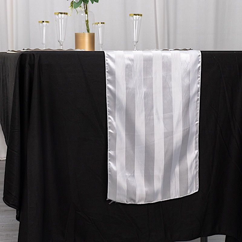 12x108 in Stripes Satin TABLE RUNNER Wedding Party Linens Events Decorations - Picture 62 of 65