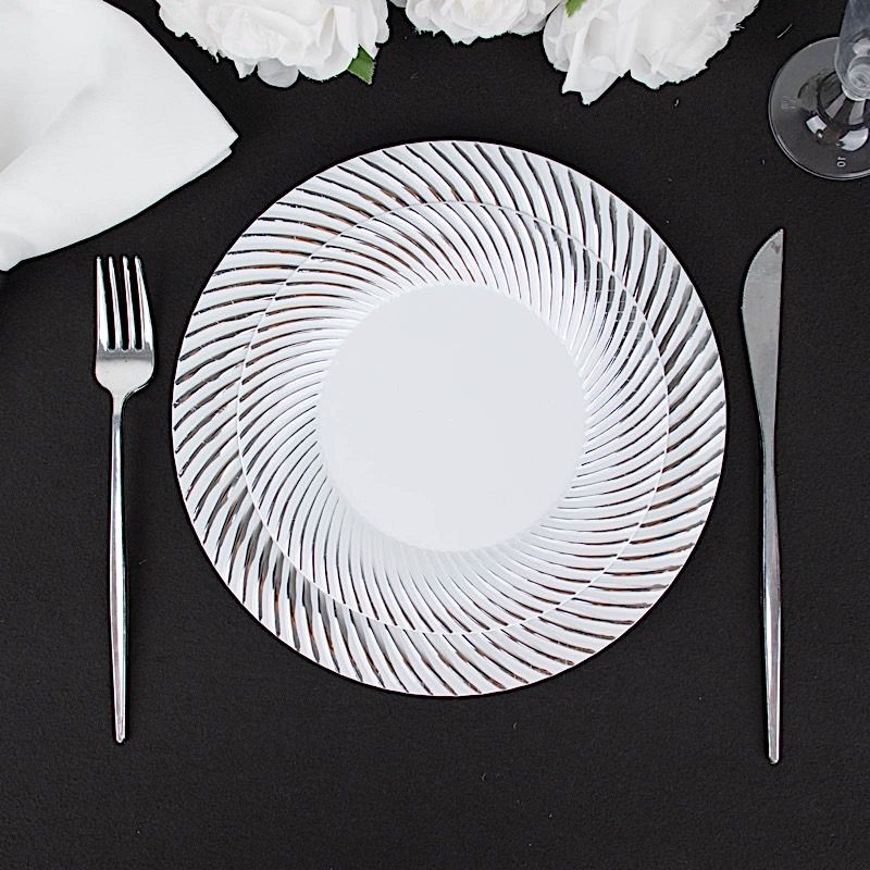 10 Round 7 in Disposable Salad Plastic PLATES Swirl Design Trim Party Events - Picture 26 of 26