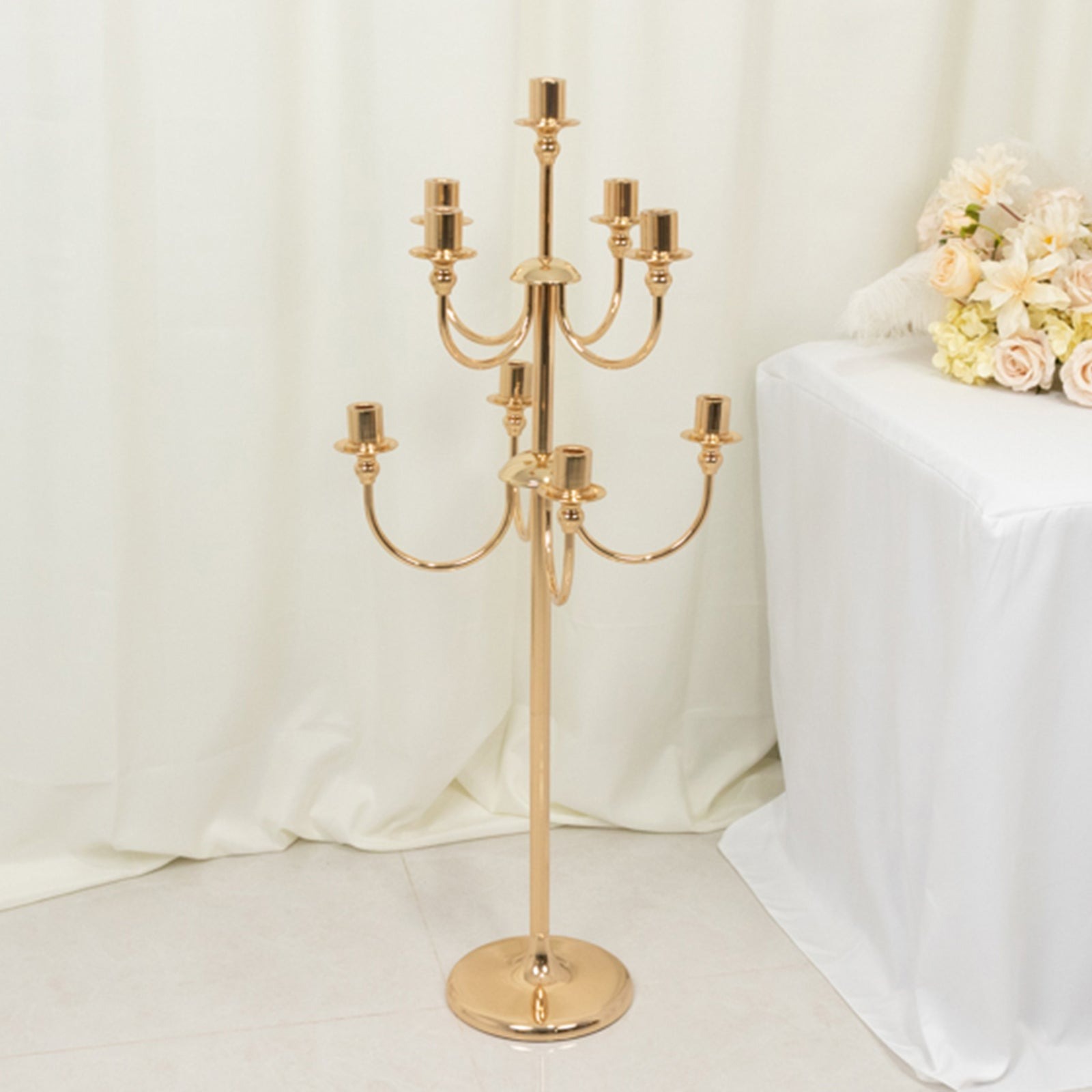 46″ 9 Arm Metal Floor Candelabra Candle Holder Disposable Wedding Event