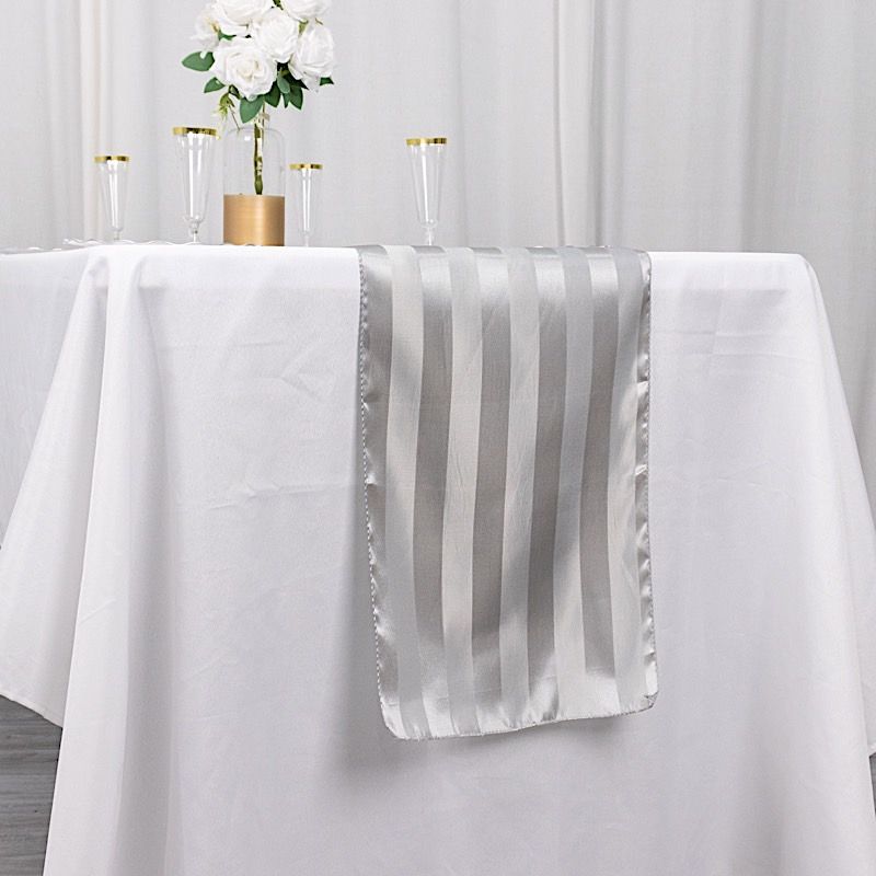 12x108 in Stripes Satin TABLE RUNNER Wedding Party Linens Events Decorations - Picture 54 of 65