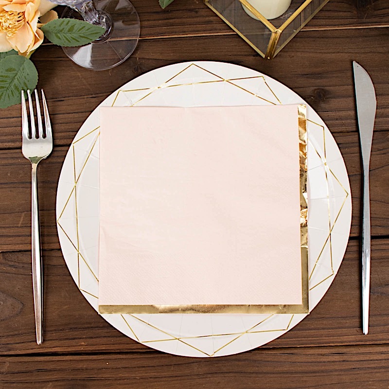 50 pcs 2 Ply Dinner Cocktail Paper Napkins Gold Rim Party Events Decorations - Picture 13 of 136