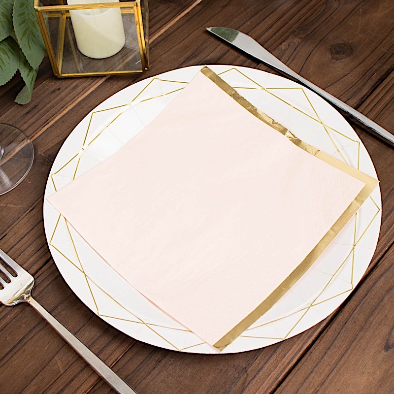 50 pcs 2 Ply Dinner Cocktail Paper Napkins Gold Rim Party Events Decorations - Picture 18 of 136