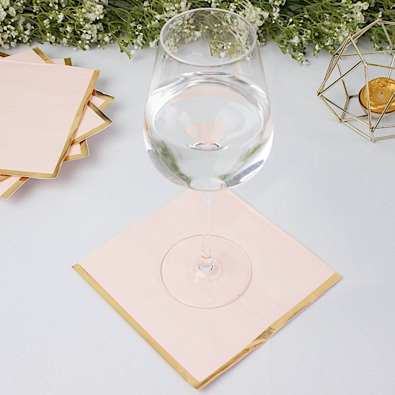 50 pcs 2 Ply Dinner Cocktail Paper Napkins Gold Rim Party Events Decorations - Picture 14 of 136