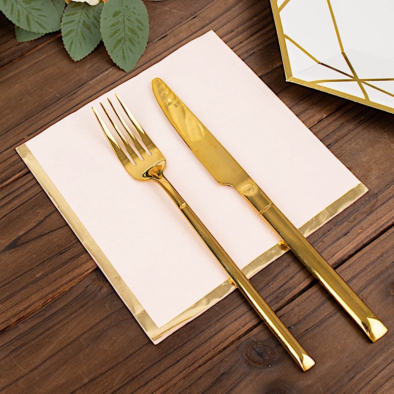 50 pcs 2 Ply Dinner Cocktail Paper Napkins Gold Rim Party Events Decorations - Picture 16 of 136