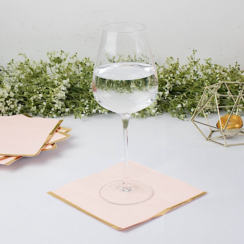 50 pcs 2 Ply Dinner Cocktail Paper Napkins Gold Rim Party Events Decorations - Picture 17 of 136