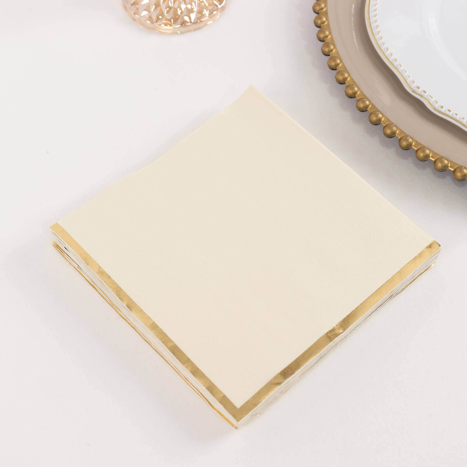 50 pcs 2 Ply Dinner Cocktail Paper Napkins Gold Rim Party Events Decorations - Picture 60 of 136
