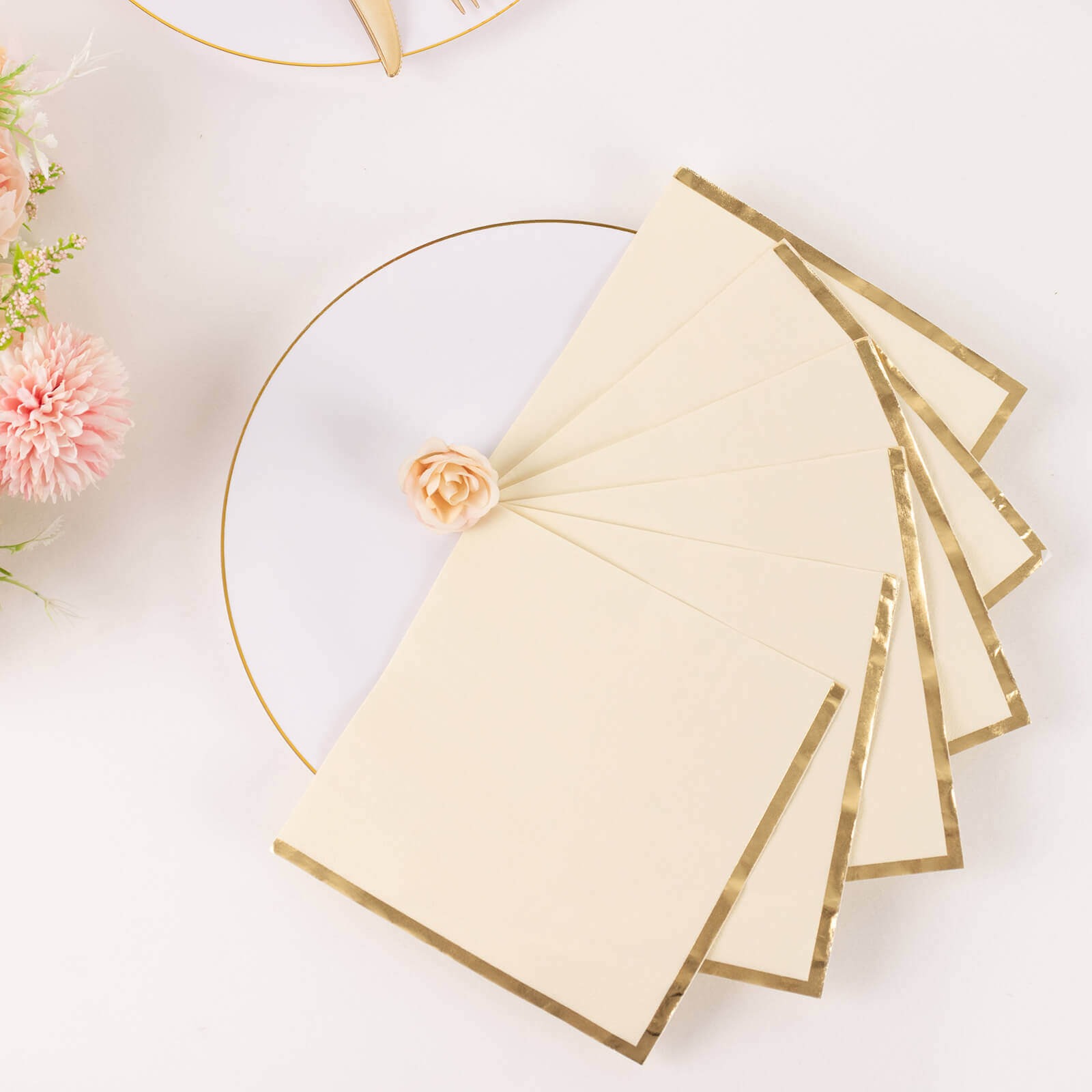 50 pcs 2 Ply Dinner Cocktail Paper Napkins Gold Rim Party Events Decorations - Picture 61 of 136
