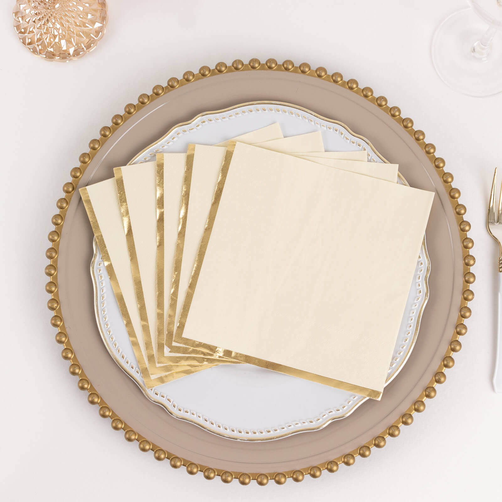 50 pcs 2 Ply Dinner Cocktail Paper Napkins Gold Rim Party Events Decorations - Picture 62 of 136
