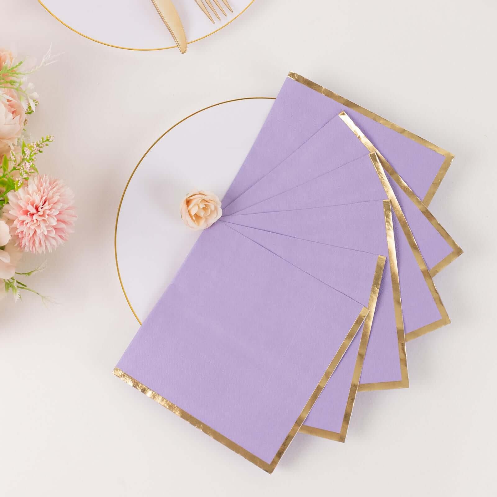 50 pcs 2 Ply Dinner Cocktail Paper Napkins Gold Rim Party Events Decorations - Picture 69 of 136