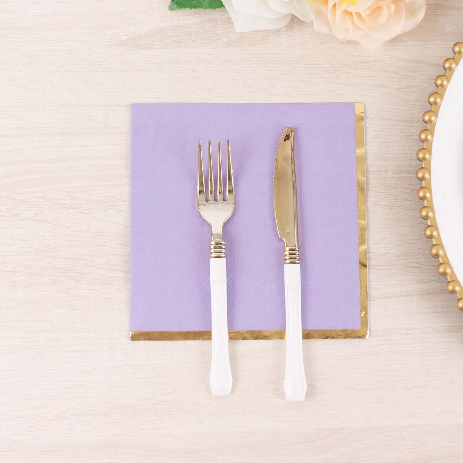 50 pcs 2 Ply Dinner Cocktail Paper Napkins Gold Rim Party Events Decorations - Picture 71 of 136
