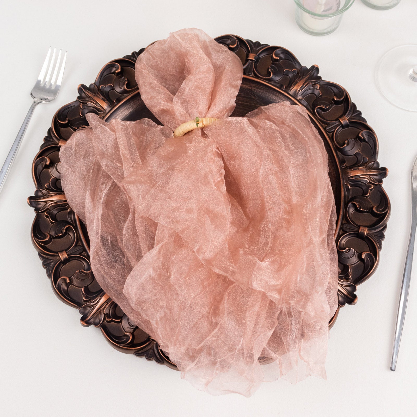 5 Sheer Crinkled Organza Decorative Table Dinner Napkins Party Event Decorations - Picture 20 of 34