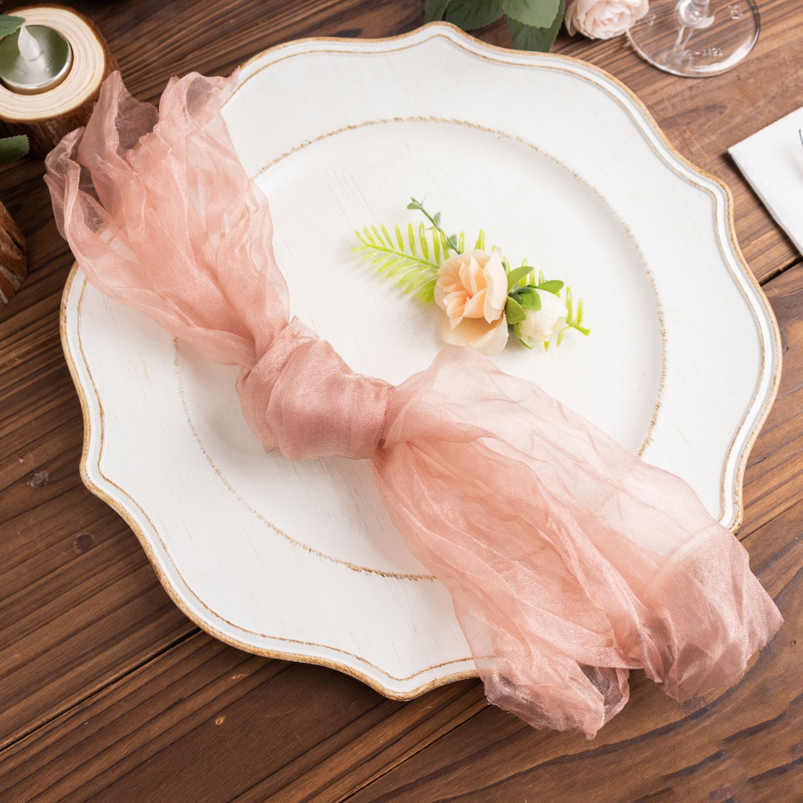 5 Sheer Crinkled Organza Decorative Table Dinner Napkins Party Event Decorations - Picture 22 of 34