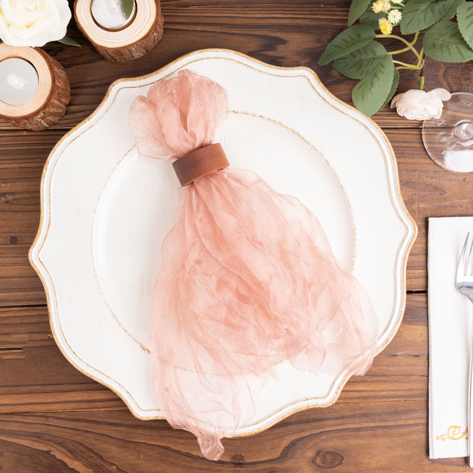5 Sheer Crinkled Organza Decorative Table Dinner Napkins Party Event Decorations - Picture 23 of 34