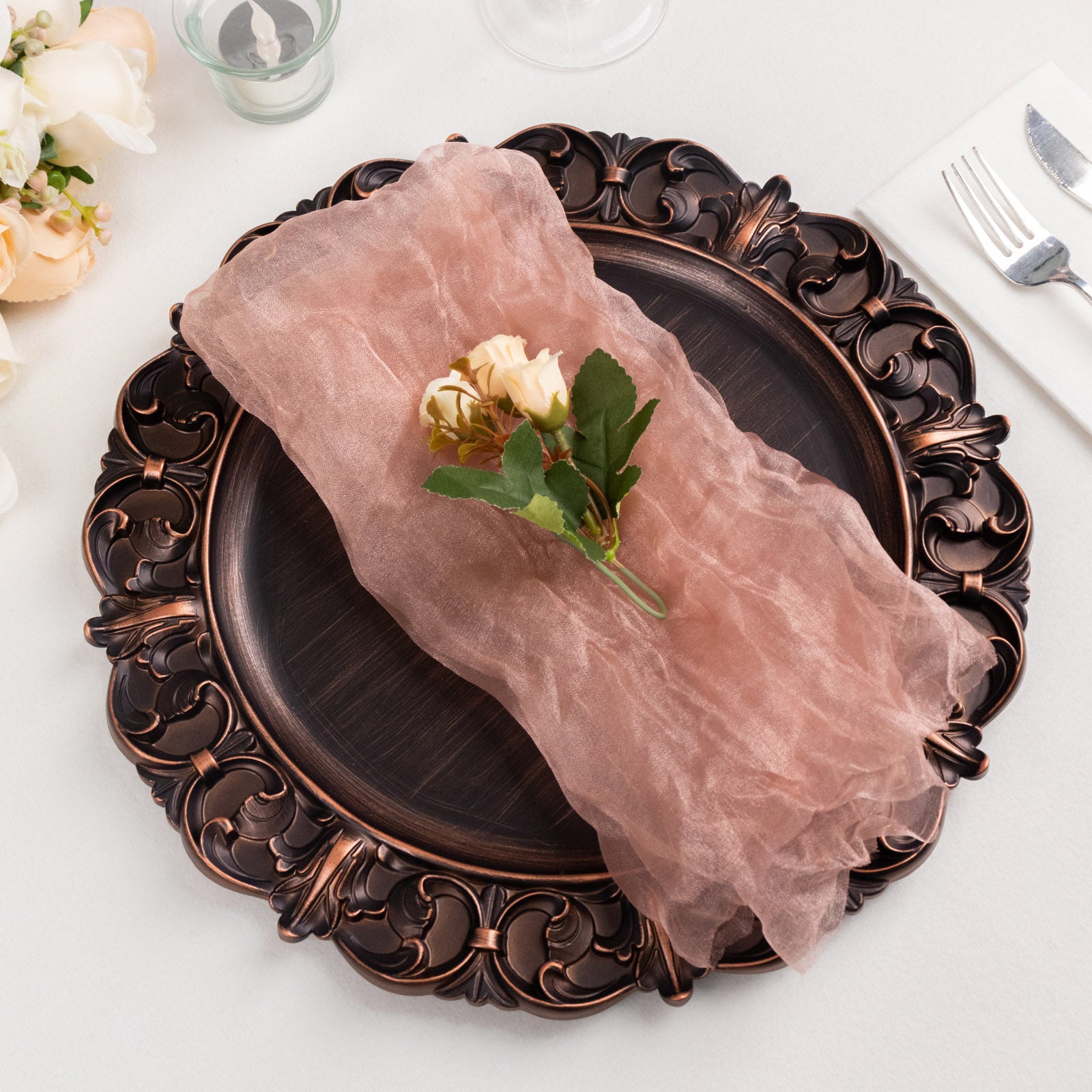 5 Sheer Crinkled Organza Decorative Table Dinner Napkins Party Event Decorations - Picture 26 of 34