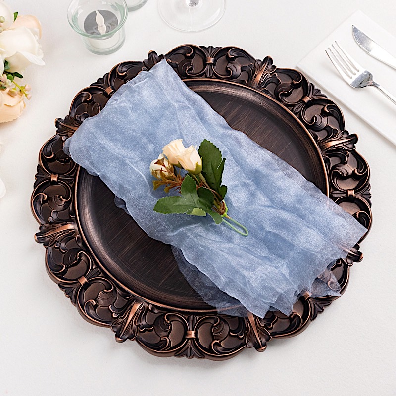 5 Sheer Crinkled Organza Decorative Table Dinner Napkins Party Event Decorations - Picture 17 of 34
