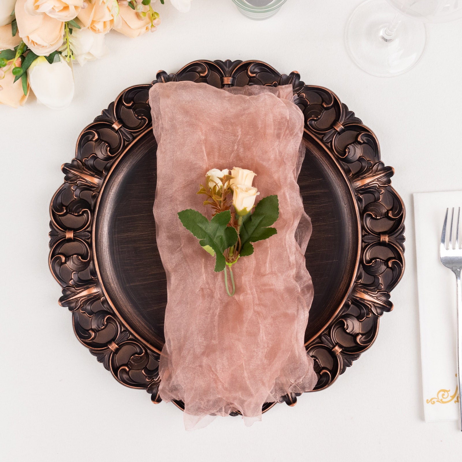 5 Sheer Crinkled Organza Decorative Table Dinner Napkins Party Event Decorations - Picture 25 of 34