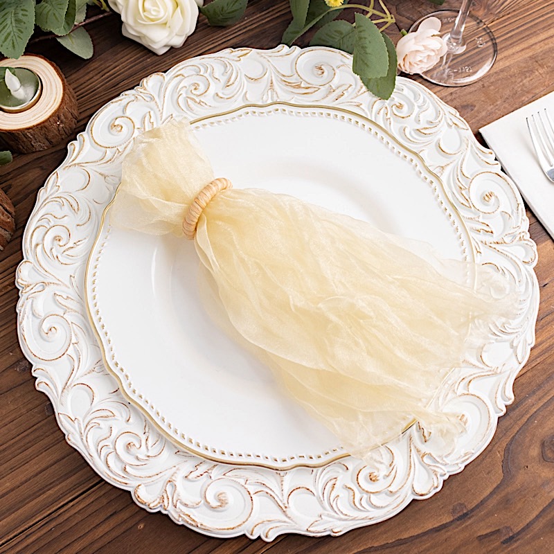 5 Sheer Crinkled Organza Decorative Table Dinner Napkins Party Event Decorations - Picture 7 of 34