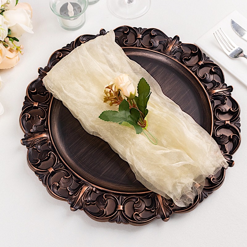 5 Sheer Crinkled Organza Decorative Table Dinner Napkins Party Event Decorations - Picture 9 of 34