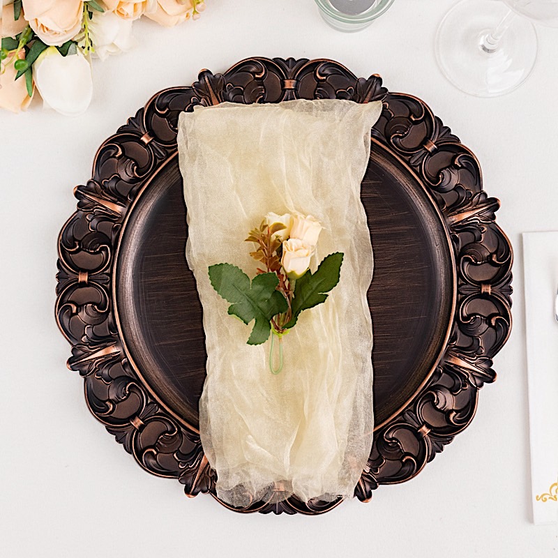 5 Sheer Crinkled Organza Decorative Table Dinner Napkins Party Event Decorations - Picture 10 of 34