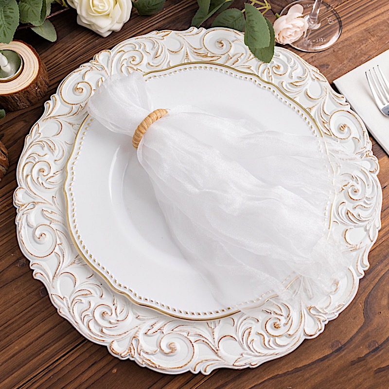 5 Sheer Crinkled Organza Decorative Table Dinner Napkins Party Event Decorations - Picture 32 of 34