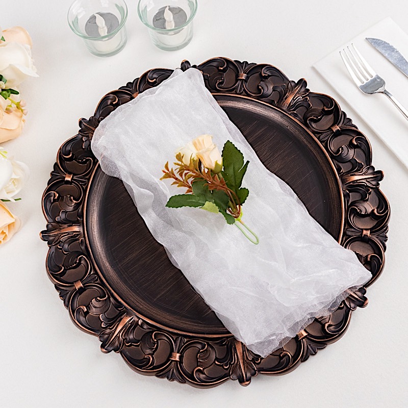 5 Sheer Crinkled Organza Decorative Table Dinner Napkins Party Event Decorations - Picture 34 of 34