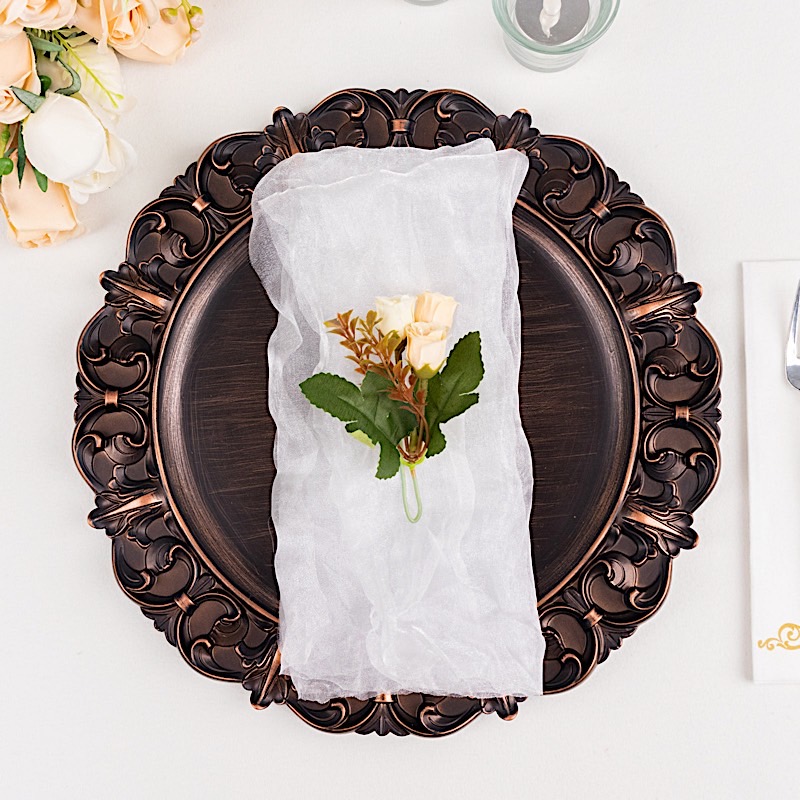 5 Sheer Crinkled Organza Decorative Table Dinner Napkins Party Event Decorations - Picture 33 of 34
