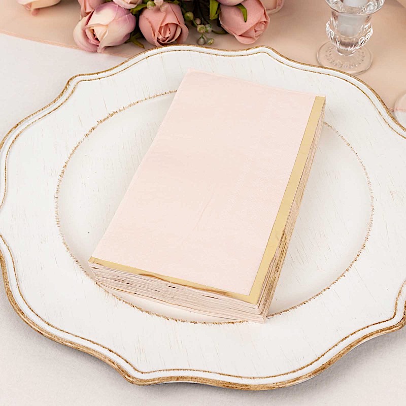 50 Plain Soft 2 Ply Dinner Table Paper NAPKINS with Gold Foil Edge Party Events - Picture 8 of 41