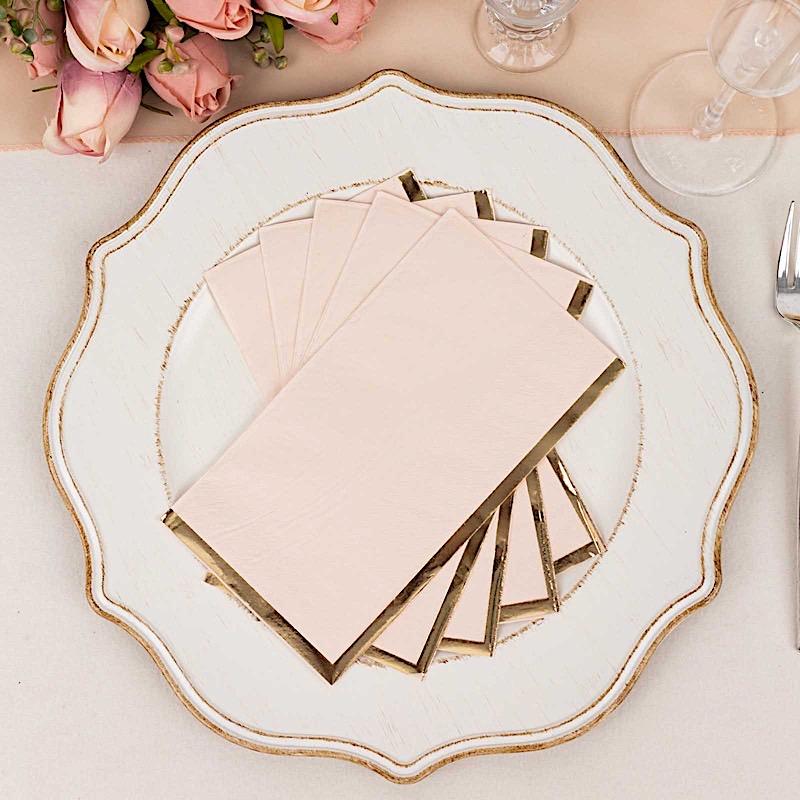 50 Plain Soft 2 Ply Dinner Table Paper NAPKINS with Gold Foil Edge Party Events - Picture 7 of 41