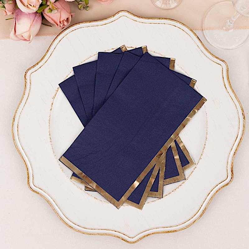 50 Plain Soft 2 Ply Dinner Table Paper NAPKINS with Gold Foil Edge Party Events - Picture 15 of 41