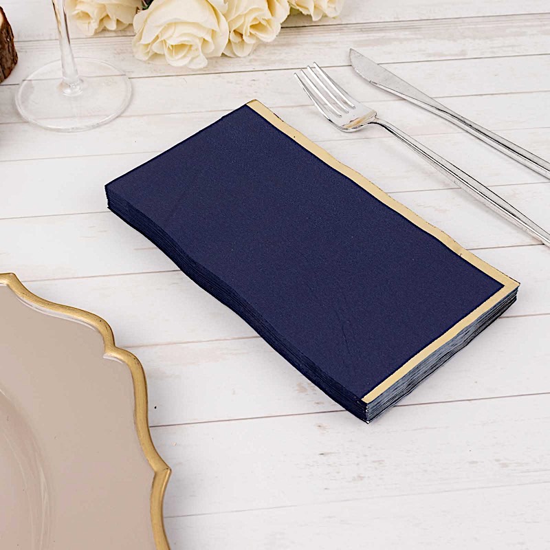 50 Plain Soft 2 Ply Dinner Table Paper NAPKINS with Gold Foil Edge Party Events - Picture 11 of 41