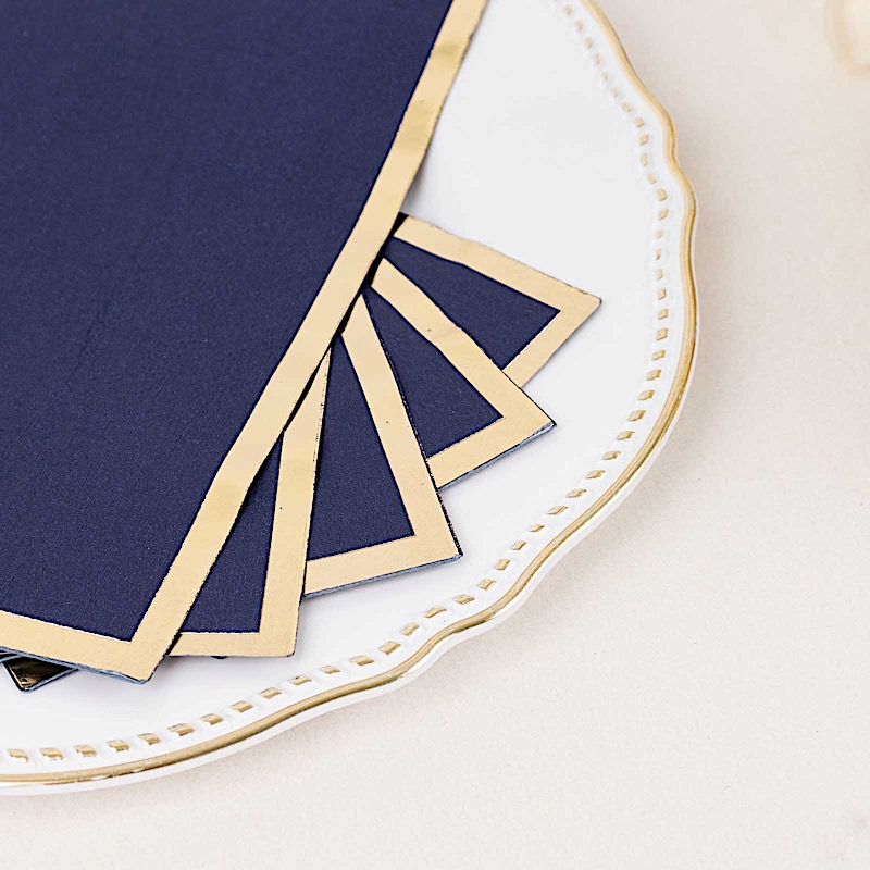 50 Plain Soft 2 Ply Dinner Table Paper NAPKINS with Gold Foil Edge Party Events - Picture 14 of 41