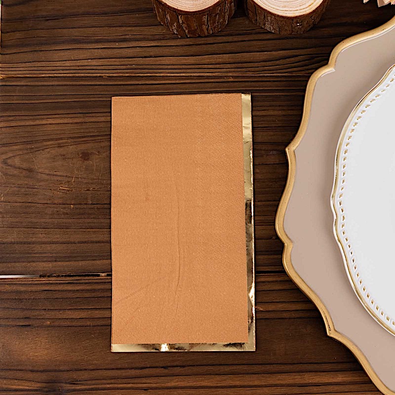 50 Plain Soft 2 Ply Dinner Table Paper NAPKINS with Gold Foil Edge Party Events - Picture 33 of 41