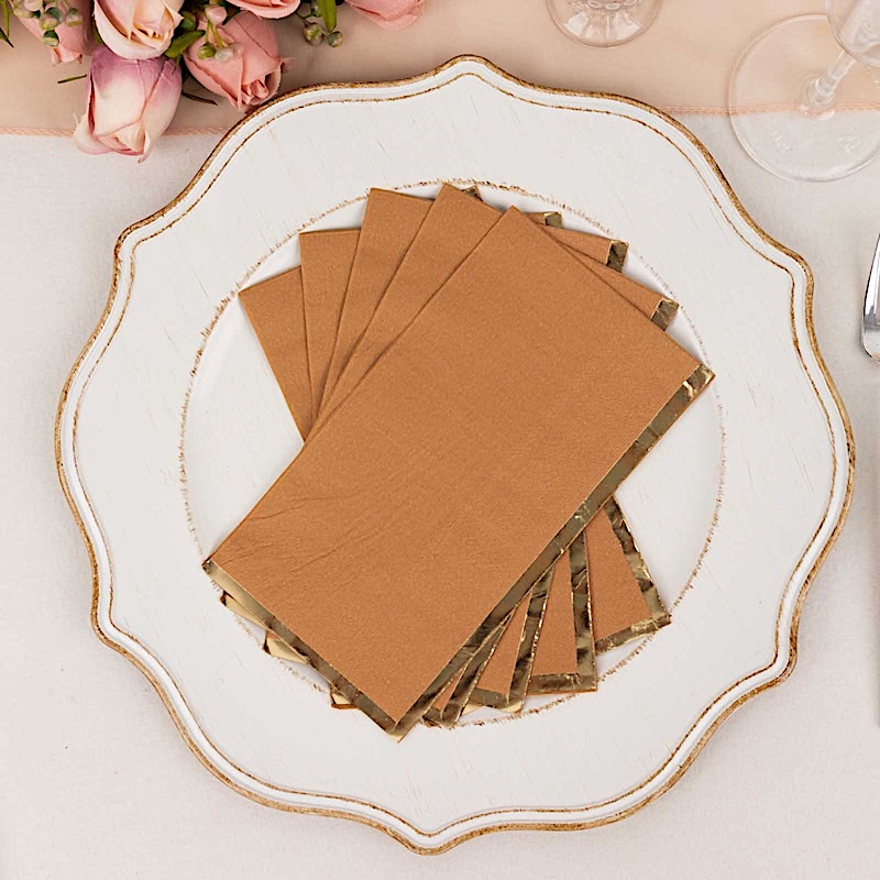 50 Plain Soft 2 Ply Dinner Table Paper NAPKINS with Gold Foil Edge Party Events - Picture 31 of 41