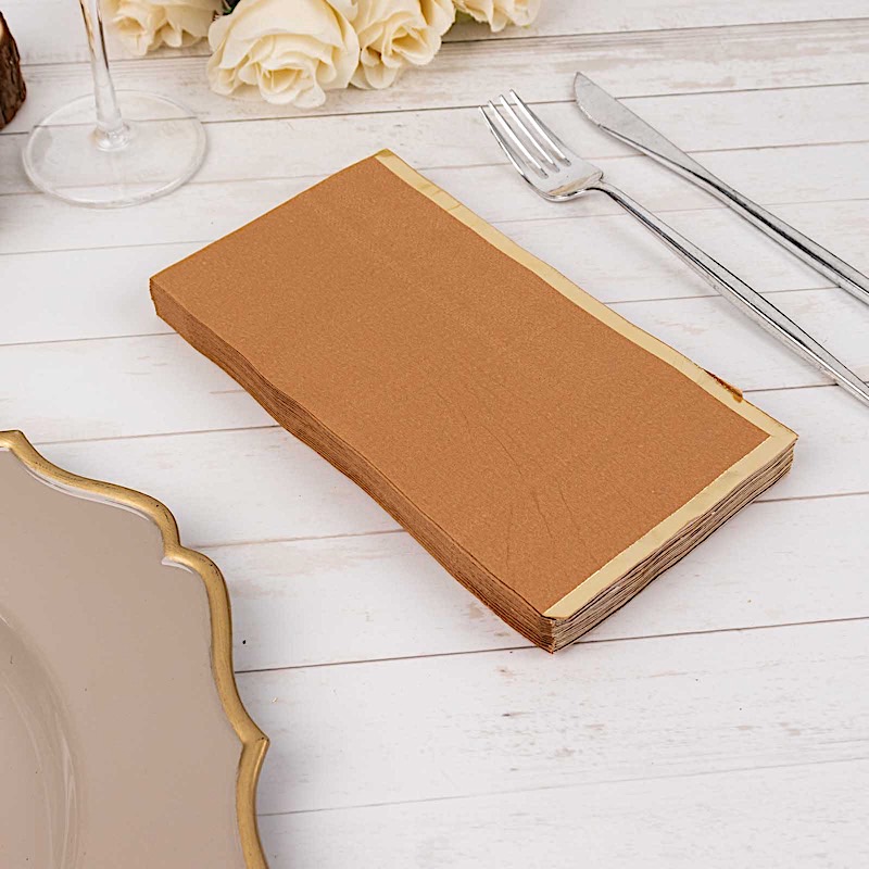 50 Plain Soft 2 Ply Dinner Table Paper NAPKINS with Gold Foil Edge Party Events - Picture 27 of 41