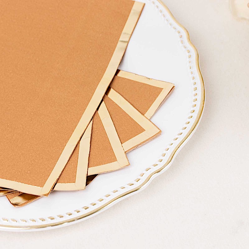 50 Plain Soft 2 Ply Dinner Table Paper NAPKINS with Gold Foil Edge Party Events - Picture 30 of 41