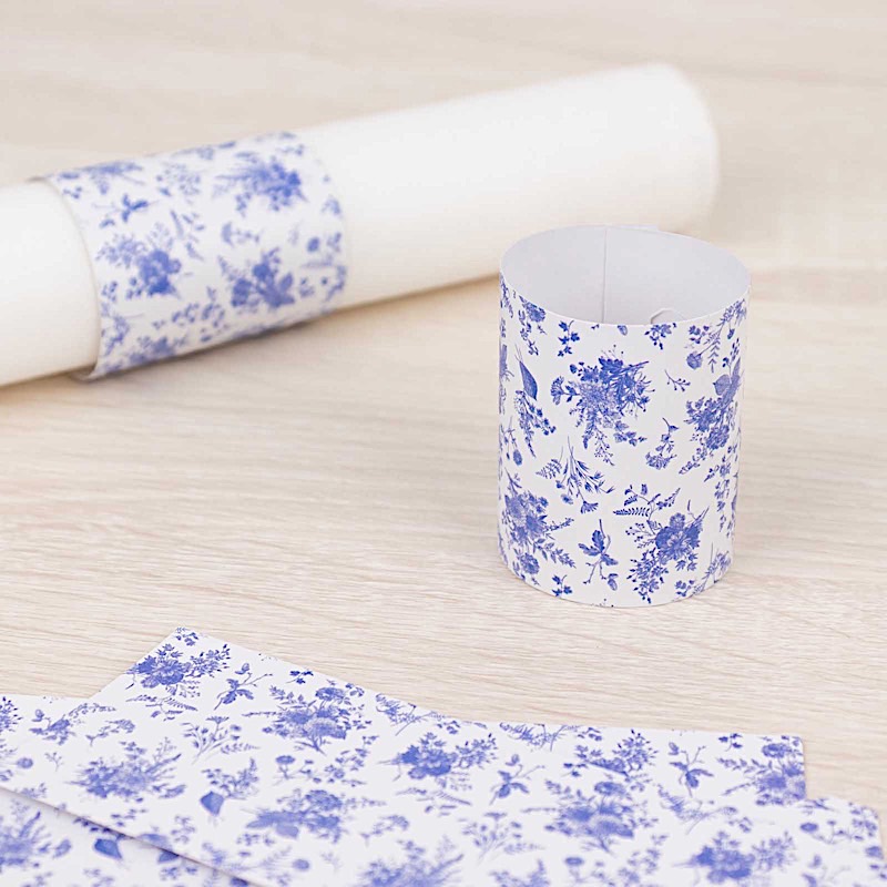 50 Disposable Floral Print Paper Napkin Rings Wedding Party Gift Events - Picture 4 of 25