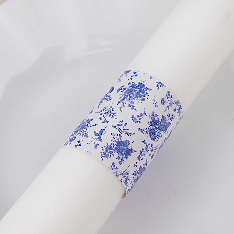 50 Disposable Floral Print Paper Napkin Rings Wedding Party Gift Events - Picture 6 of 25