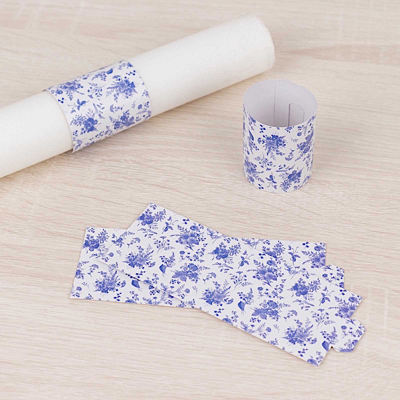 50 Disposable Floral Print Paper Napkin Rings Wedding Party Gift Events - Picture 8 of 25