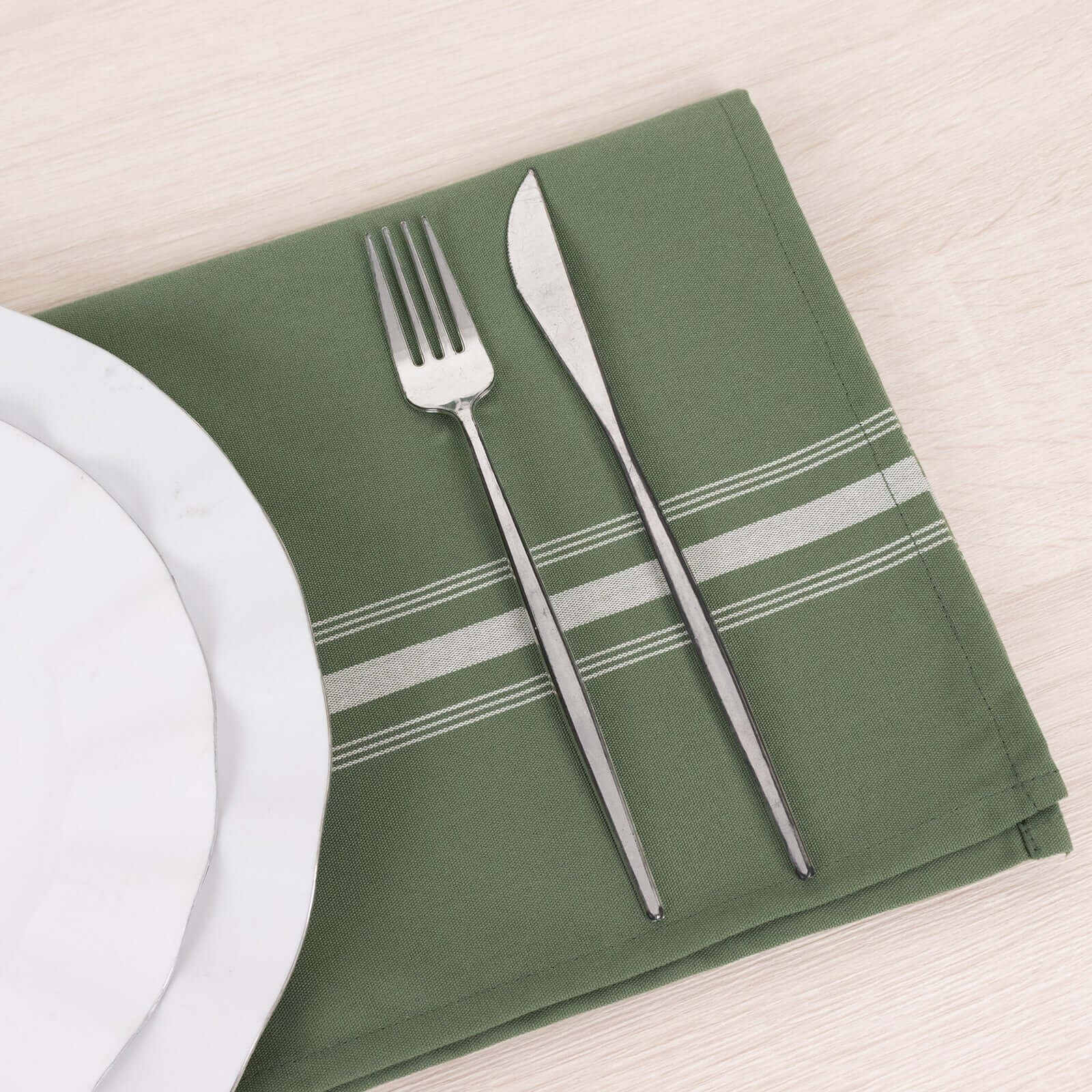 10 pcs 22"x18" Polyester Napkins with Stripes Wedding Party Table Decorations - Picture 27 of 63