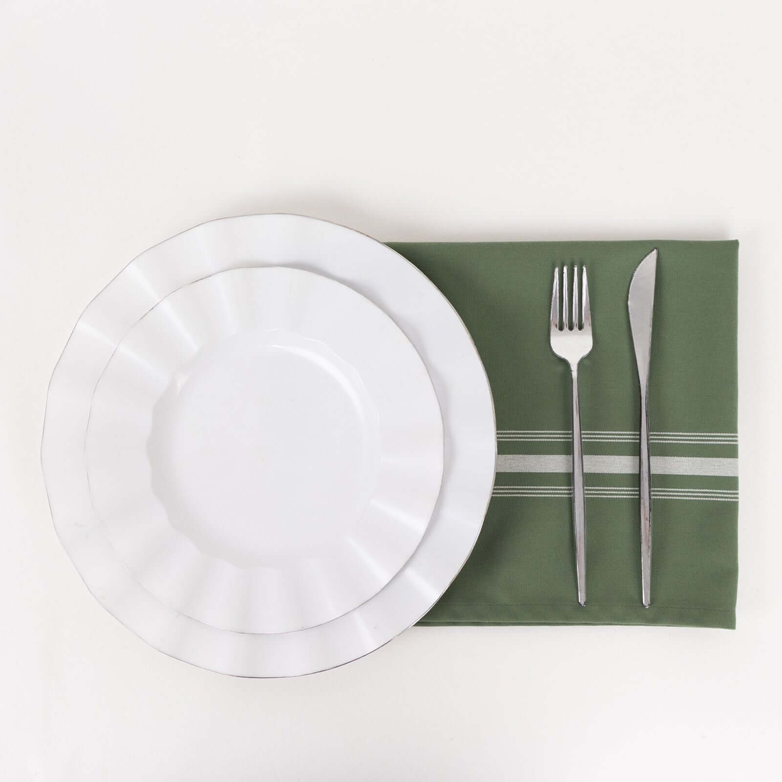 10 pcs 22"x18" Polyester Napkins with Stripes Wedding Party Table Decorations - Picture 31 of 63