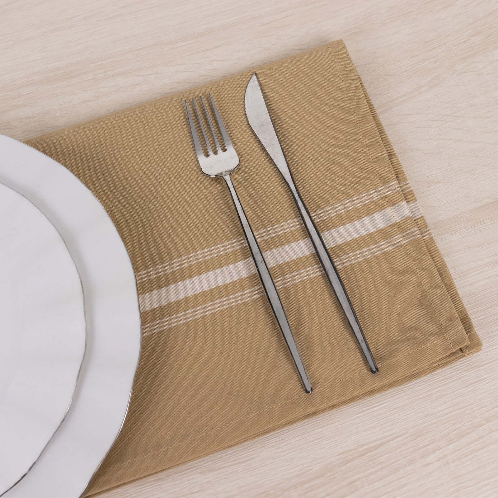 10 pcs 22"x18" Polyester Napkins with Stripes Wedding Party Table Decorations - Picture 21 of 63