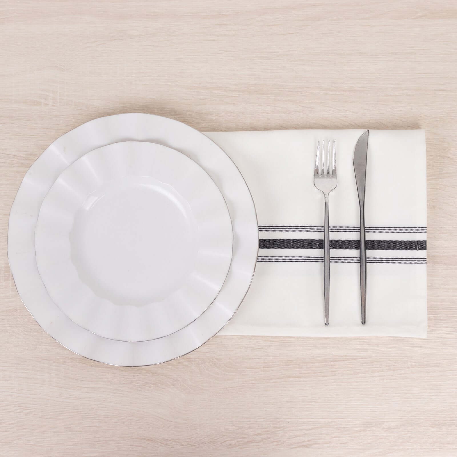 10 pcs 22"x18" Polyester Napkins with Stripes Wedding Party Table Decorations - Picture 9 of 63
