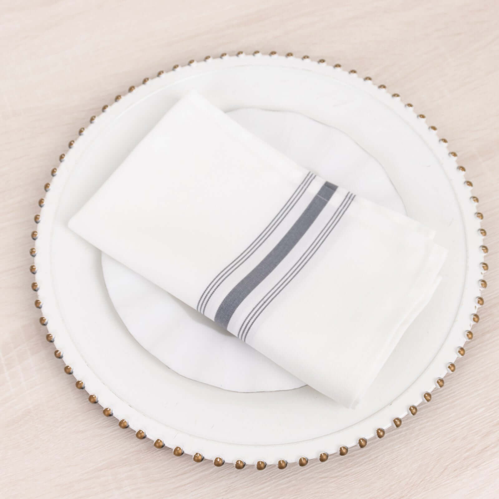 10 pcs 22"x18" Polyester Napkins with Stripes Wedding Party Table Decorations - Picture 35 of 63