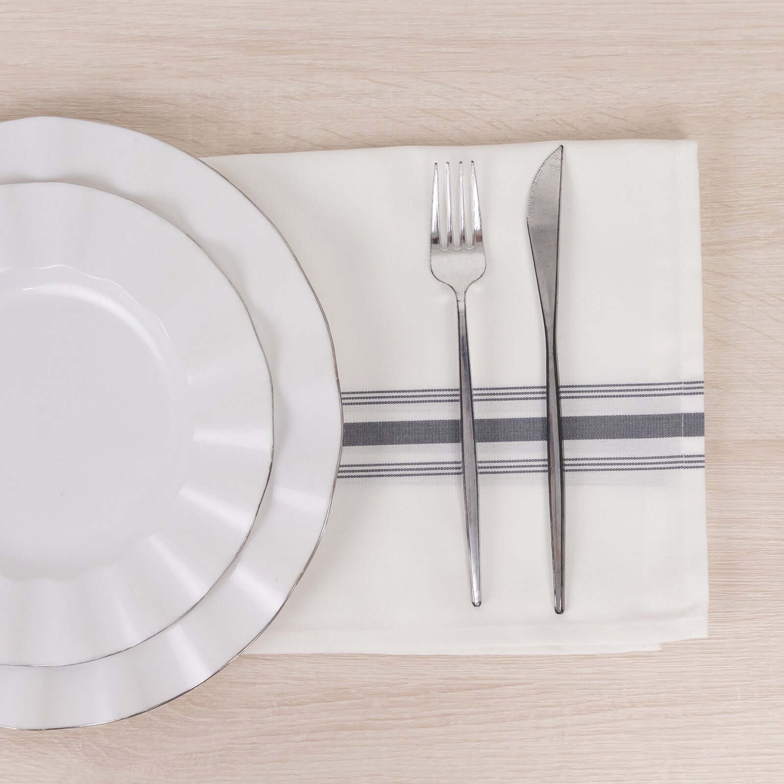 10 pcs 22"x18" Polyester Napkins with Stripes Wedding Party Table Decorations - Picture 37 of 63