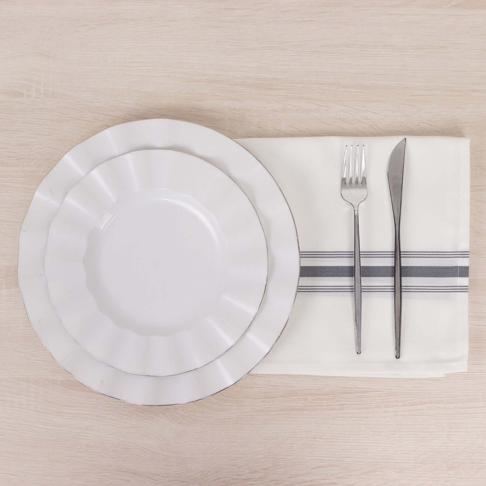 10 pcs 22"x18" Polyester Napkins with Stripes Wedding Party Table Decorations - Picture 38 of 63
