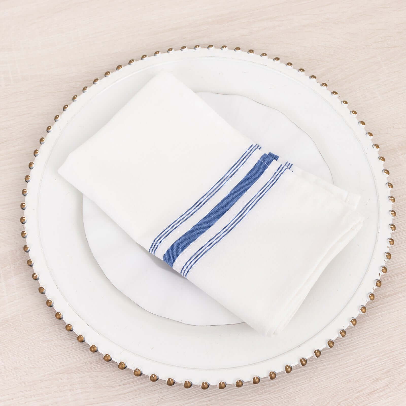 10 pcs 22"x18" Polyester Napkins with Stripes Wedding Party Table Decorations - Picture 14 of 63