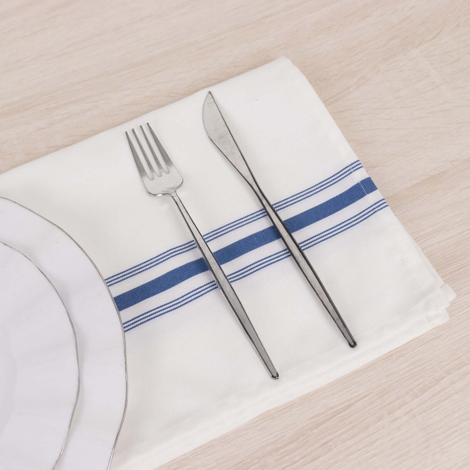 10 pcs 22"x18" Polyester Napkins with Stripes Wedding Party Table Decorations - Picture 13 of 63