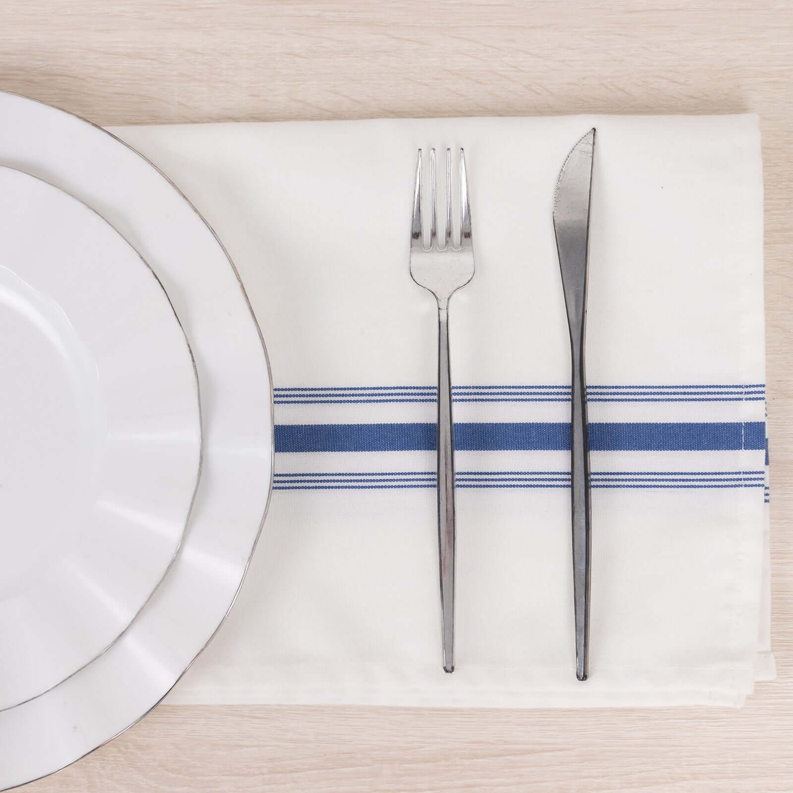 10 pcs 22"x18" Polyester Napkins with Stripes Wedding Party Table Decorations - Picture 16 of 63