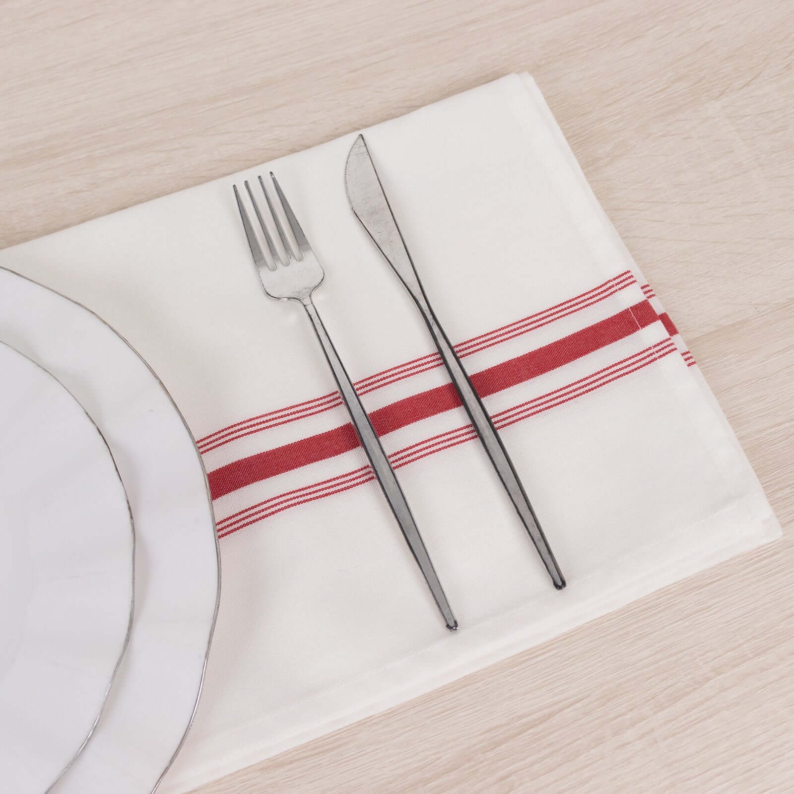 10 pcs 22"x18" Polyester Napkins with Stripes Wedding Party Table Decorations - Picture 42 of 63